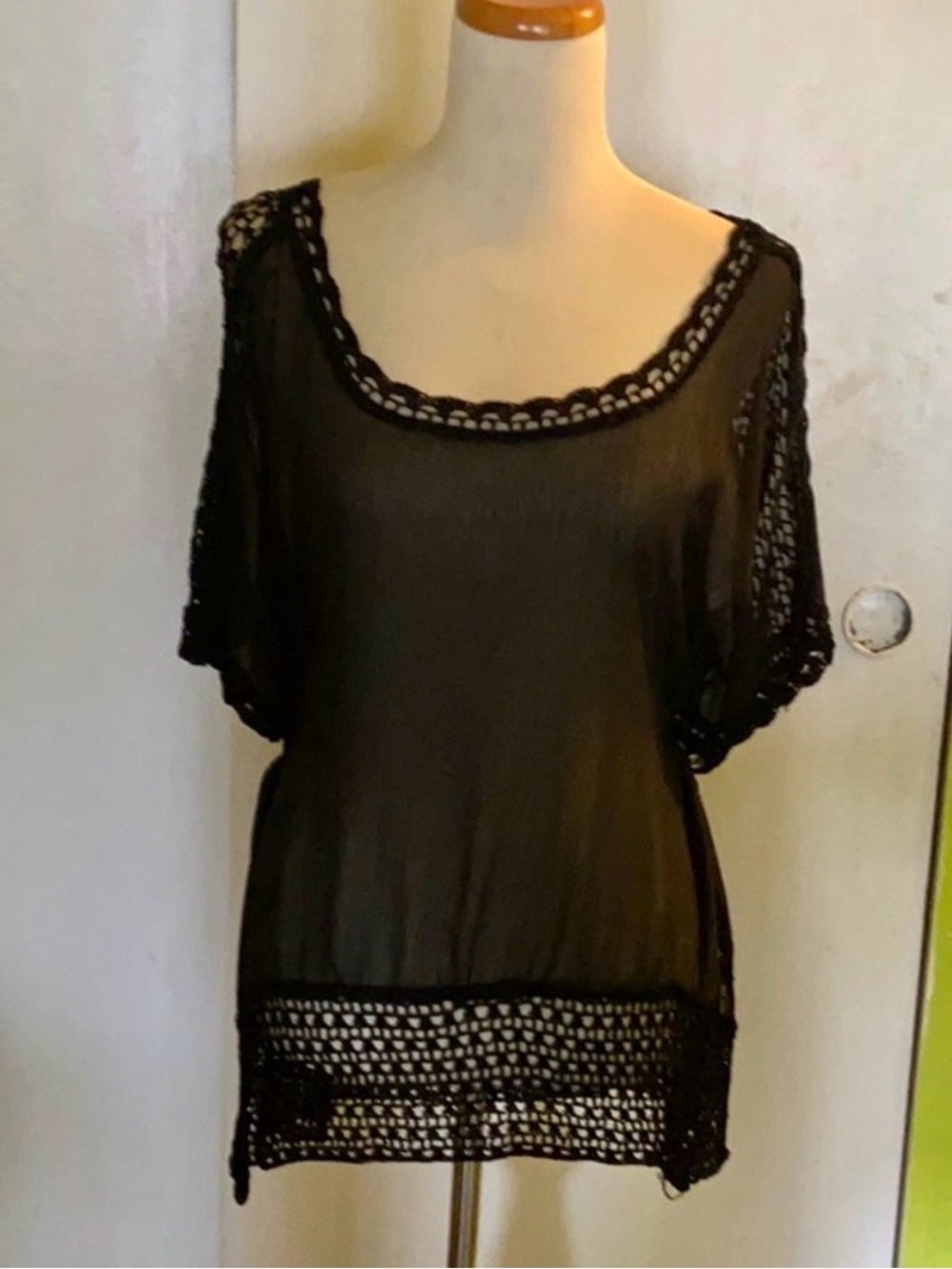 Sheer Crochet Bebe top